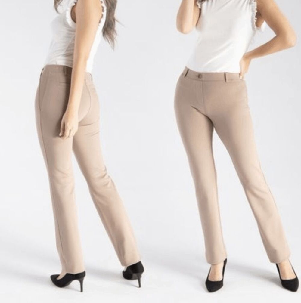 New Betabrand Khaki Twill Straight Classic Dress Pant Yoga Pants XSmall
